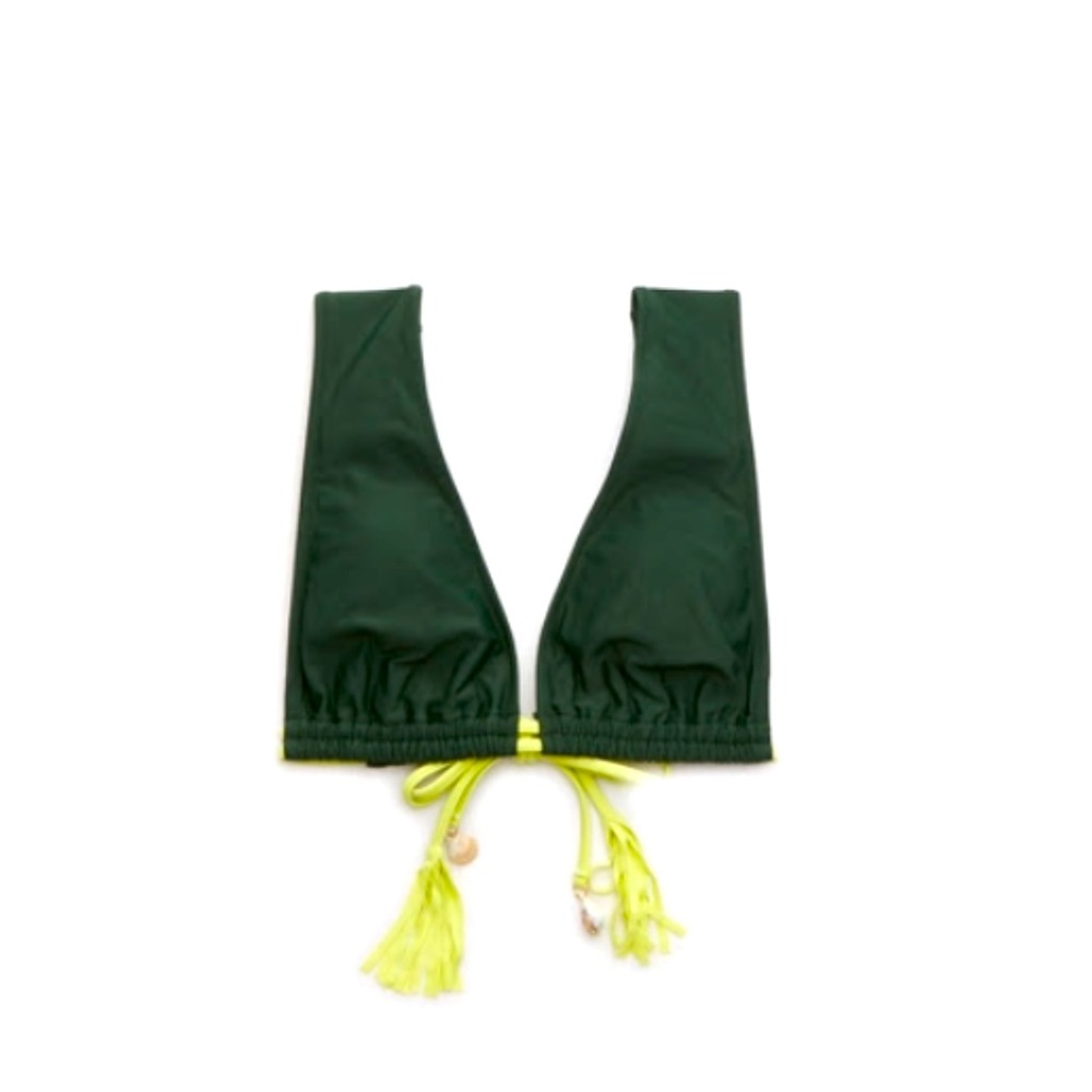Aerie Tassel Plunge Bikini Top in Green